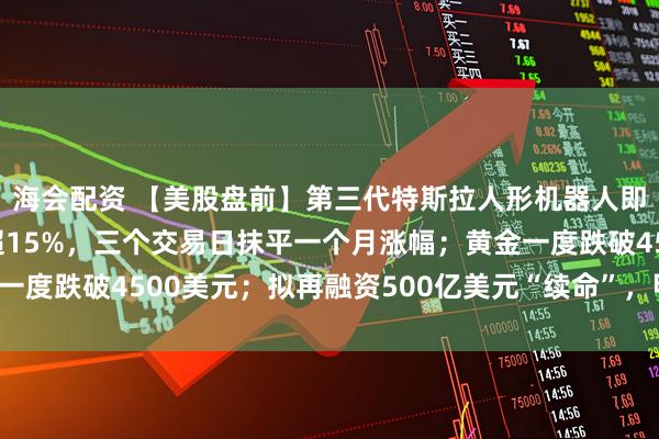 海会配资 【美股盘前】第三代特斯拉人形机器人即将亮相；白银日内跌超15%，三个交易日抹平一个月涨幅；黄金一度跌破4500美元；拟再融资500亿美元“续命”，甲骨文跌超5%