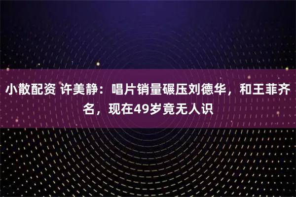小散配资 许美静：唱片销量碾压刘德华，和王菲齐名，现在49岁竟无人识